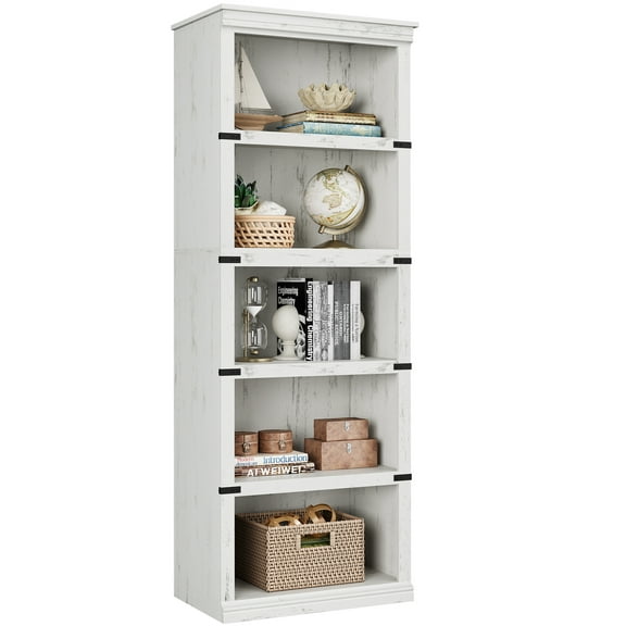 Yesfashion Librería de 5 Niveles de 67,4 Pulgadas de Alto, Estantería para Libros de Granja con Almacenamiento, Estanterías Abiertas, Estantería de Madera de 5 Estantes