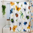 thumbnail image 3 of Insects Shower Curtain, 48" x 72", Colorful Butterfly Dragonfly Ladybird Bee Spiders Watercolor Waterproof Bathroom Curtain Washable Shower Curtain Set with 12 Hooks, 3 of 8