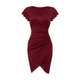 thumbnail image 5 of formal Dresses for Women Wedding Guest Dresses Women's Casual V Neck Wrap Dress With Flounce Sleeves Bodycon Party Work formal Elegant Sexy Ruffled Midi Dress, 5 of 5