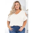 thumbnail image 3 of SHOWMALL Plus Size Shirt for Women Cold Shoulder Top White 4X Blouse Short Sleeve Clothing V Neck Tunic Summer Clothes, 3 of 7
