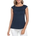 thumbnail image 5 of HDE Women's Off Shoulder Top Convertible Ruffle Blouse Tops Navy Blue - M, 5 of 7