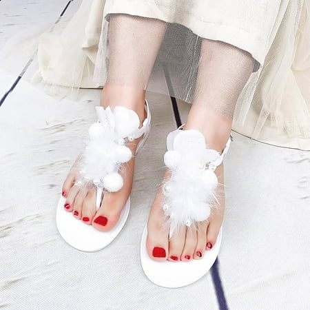 

Mishuowoti sandals for women 2023 Handmade Flower Summer Jelly Flip Flop Shoes Beach Women Flat Sandals