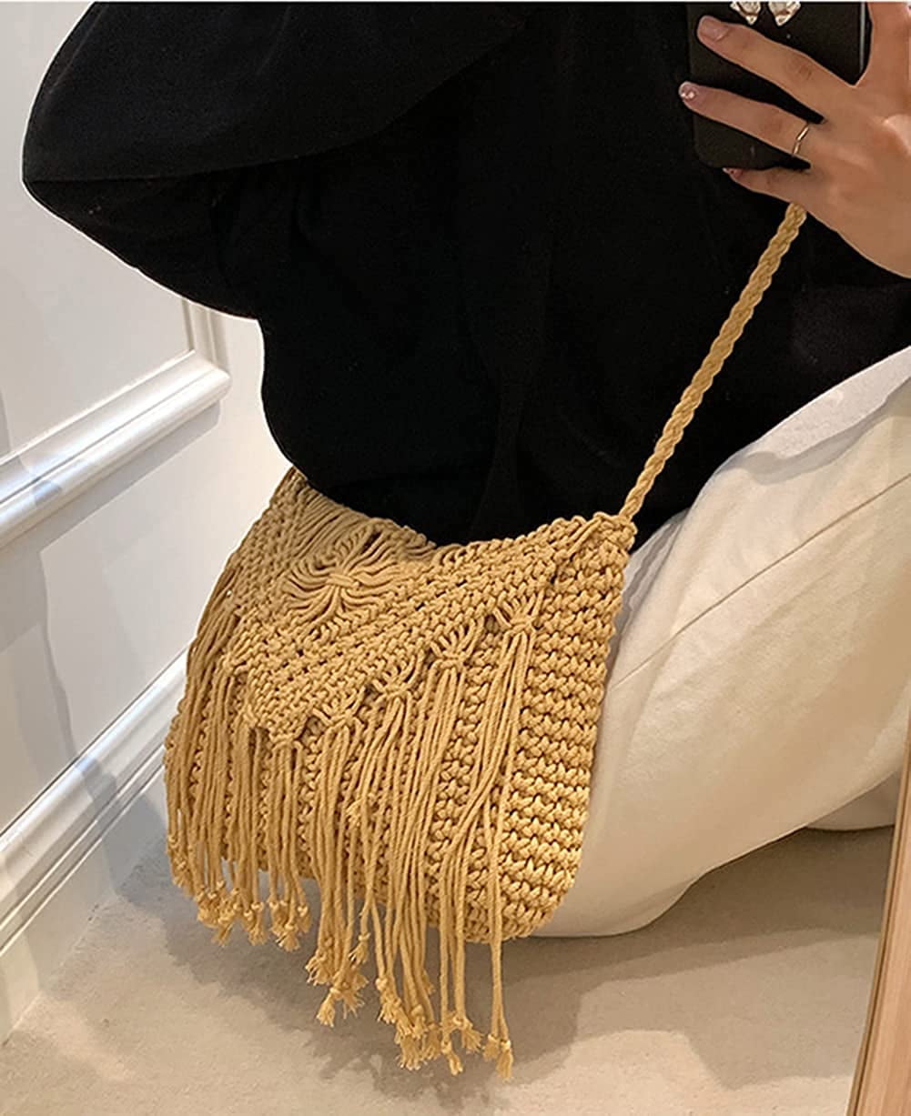 Crossbody Bag for Women Cute Hobo Bag Satchel Bag Summer Bag Knit Bag Beach Bag Purse Tote Handbags for Women 2023
