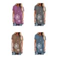 thumbnail image 3 of T-shirt Femme Imprimé Blouse Décontractée Haut Imprimé Ourlet Haut-Bas Manches Col Rond, Violet, m, 3 of 6