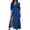 Blue, variant on ChaoHeng Womens Summer Dresses Striped V Neck Drawstring Waist A Line Mini Short Sleeve Tunic Dress Black S