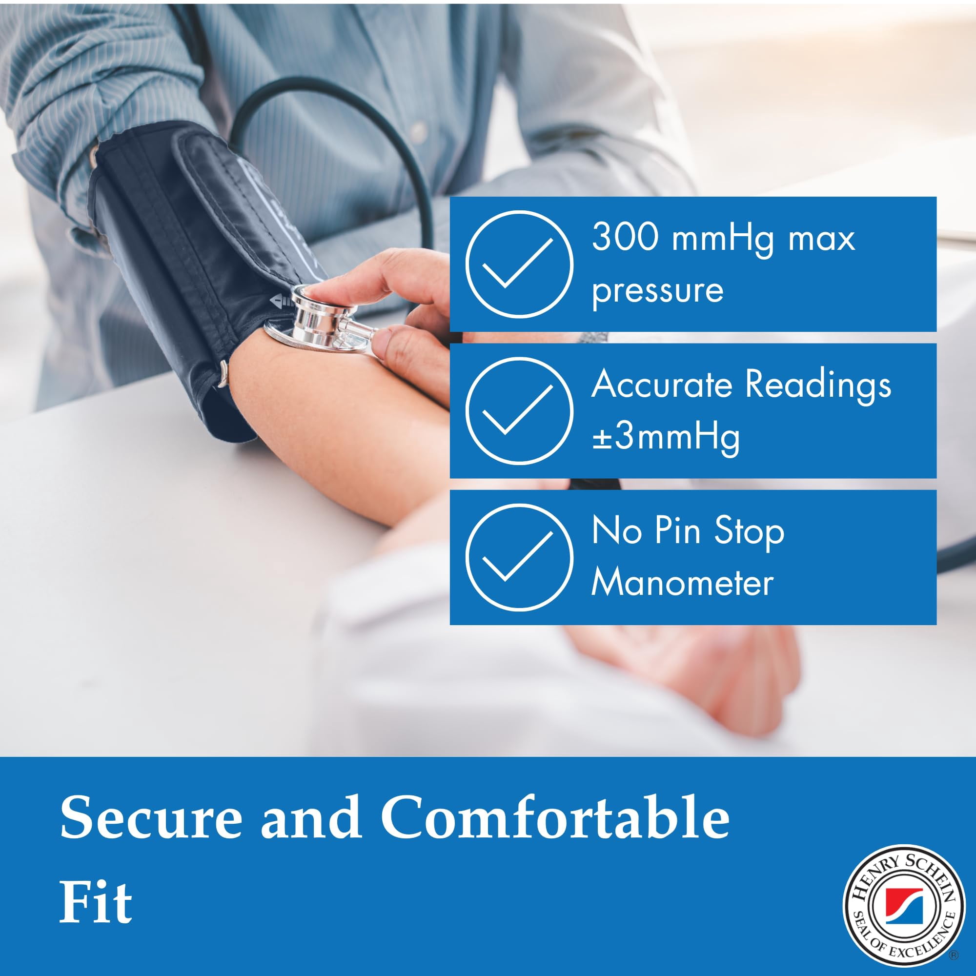 Adult Pro Aneroid Sphygmomanometer – Size 11 Navy Blue Cuff, Manual Blood Pressure Monitor, Reusable, Dial Display, Includes Leatherette Carrying Case – 1 Count