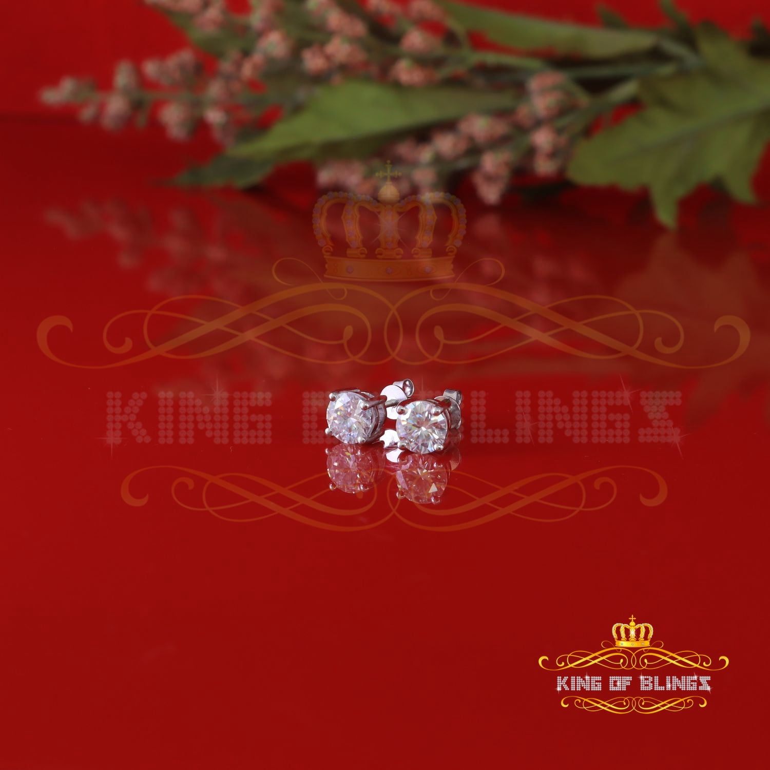 10k Real White Gold with 3.50ct Round VVS 'D' Color Moissanite Stud Earrings
