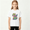 thumbnail image 2 of Cute Magical Dragon Girls Graphic Tee, Colorful Rainbow Fantasy 100% Cotton Kids Short Sleeve T-Shirt, 2 of 5