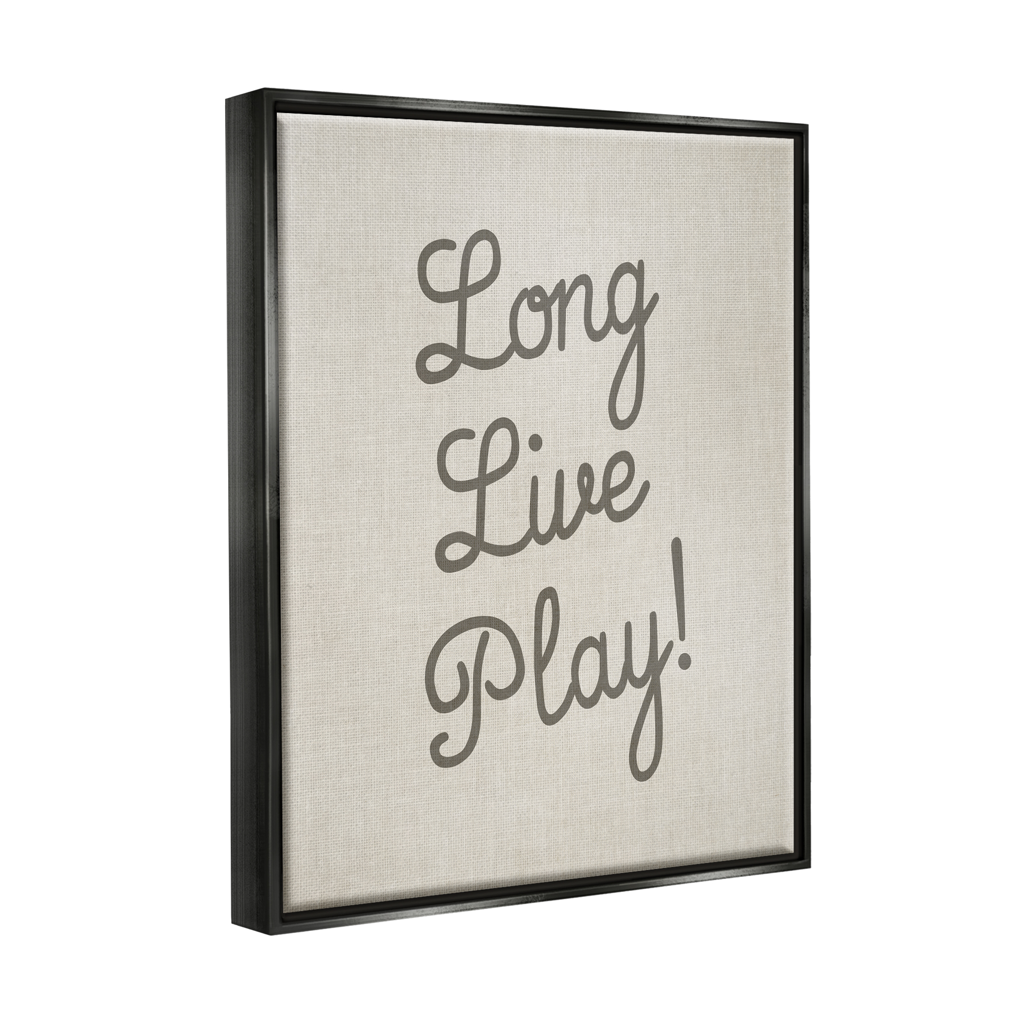 Stupell Industries Long Live Play Phrase Inspirational Painting Black Floater Framed Canvas Art Print Wall Art, 17 x 21