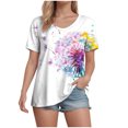 thumbnail image 3 of vigerkar Dandelion Graphic Floral T-Shirt Women Casual Summer Boho Tops Holiday Wildflowers Tee Shirts (Hot Pink, XL), 3 of 7