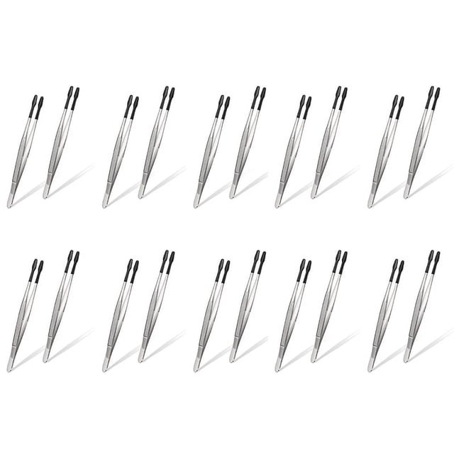 20 Piezas de Pinzas de Punta de Goma, Pinzas de Precisión de Silicona de PVC, Pinzas para Manualidades Industriales de Laboratorio, Herramienta, Negro