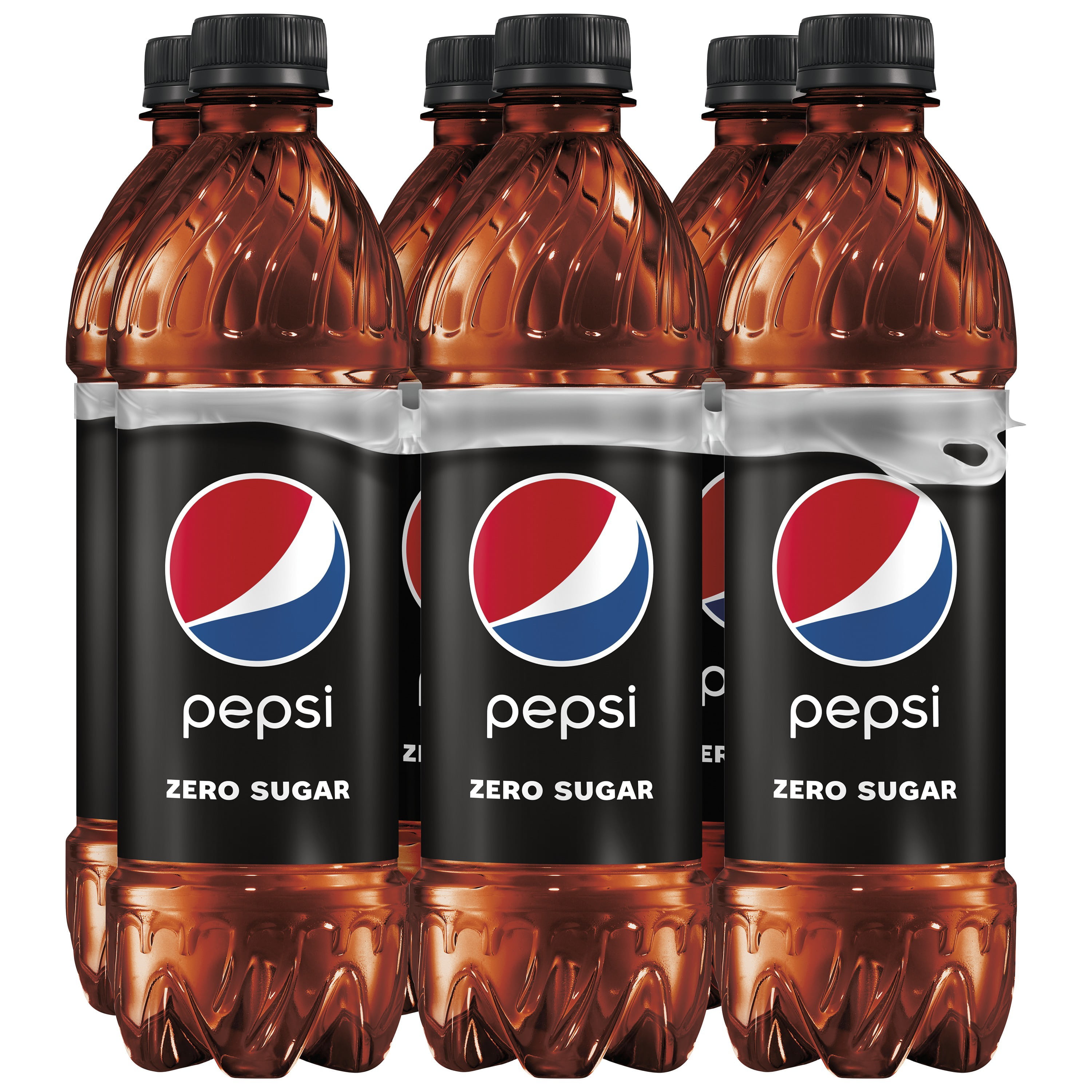 Pepsi Cola Zero Sugar Soda Pop, 16.9 fl oz, 6 Pack Bottles