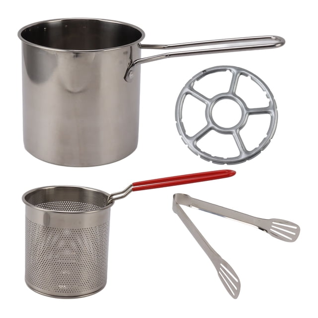 Stainless Steel Fryer Pan High Temperature Resistant Oil Saving Portable Mini Metal Fryer Pan with Long Handle 4 Piece Set