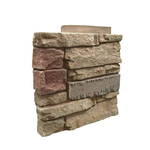 Stacked Stone Desert Sunrise 12 in. x 1.375 in. x 12 in. Faux Stone Siding Left Corner Panel