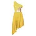 thumbnail image 3 of Alvivi Women One Shoulder Praise Dancewear Liturgical Lyircal Dance Tunic Overlay Dress Yellow XXL, 3 of 7