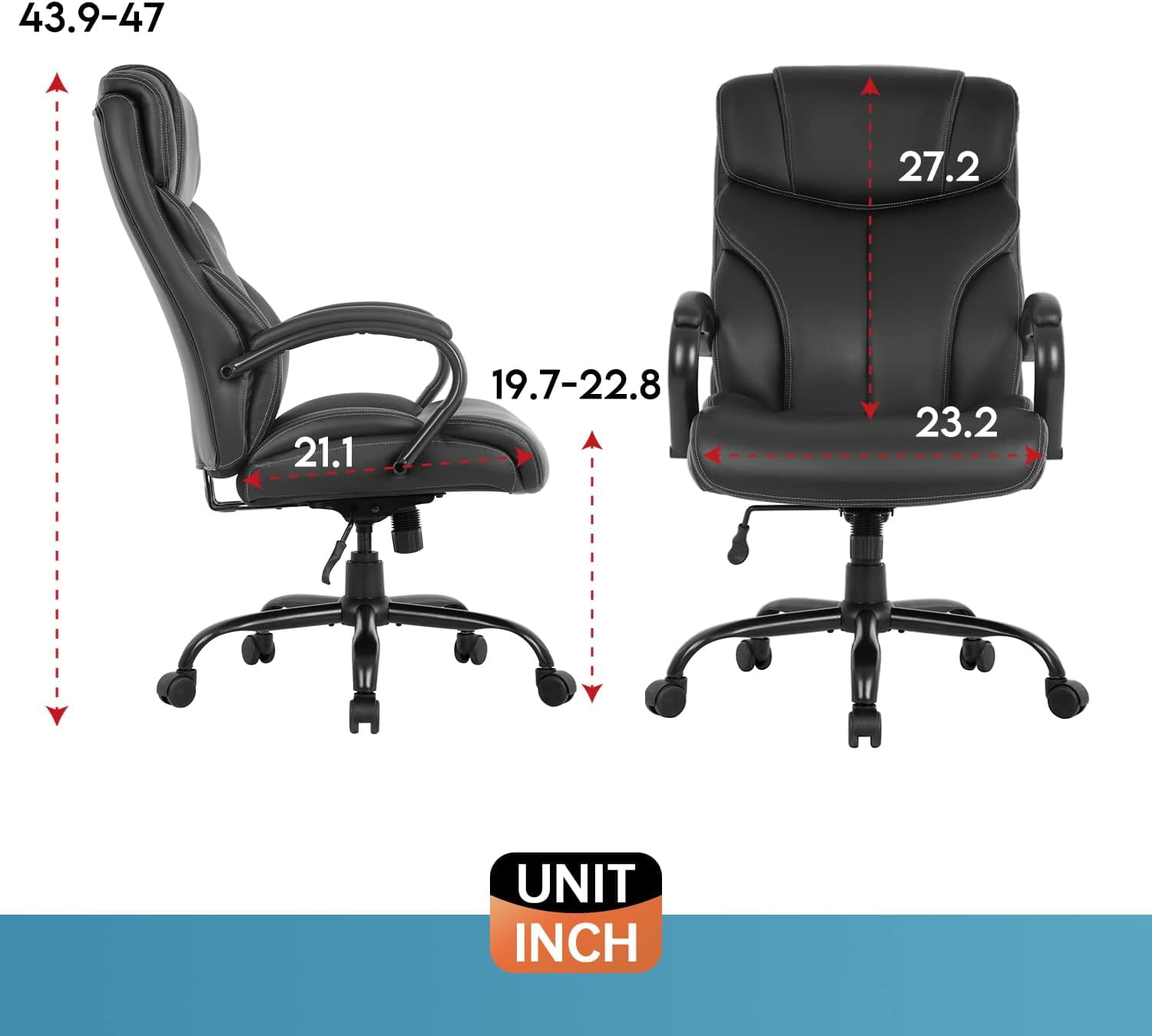 Dkelincs Ergonomic Office Chair Big and Tall Wide Seat Desk Chair 500 lbs Adjustable Computer Chair with Lumbar Support, Black