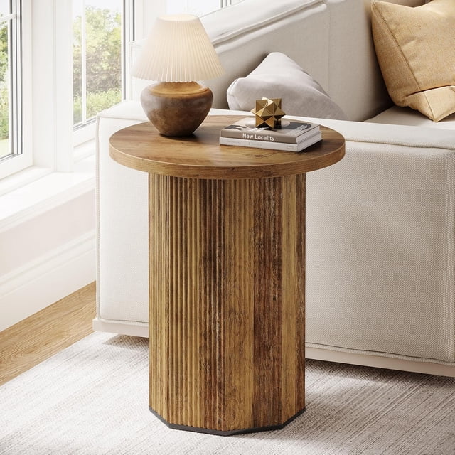 Tribesigns Round End Table for Living Room, Circle Side Table, Narrow Nightstand for Small Spaces, Living Room, Bedroom