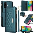 thumbnail image 1 of For Iphone 16 Plus Crossbody Zipper Wallet Rhombus Leather Phone Case(Green),iPhone 16 Plus, 1 of 7