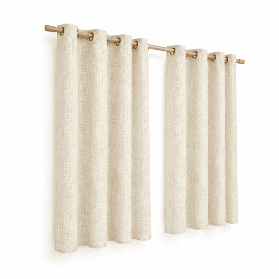 Linen Blend Light Filtering Curtain Panels, 42"W x 40"L, Pack of 2