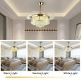 thumbnail image 2 of TFCFL 42" Modern Invisible Crystal Ceiling Fan Light 3 Colors Hanging Fan Chandelier LED Pendant Lamp, 2 of 12