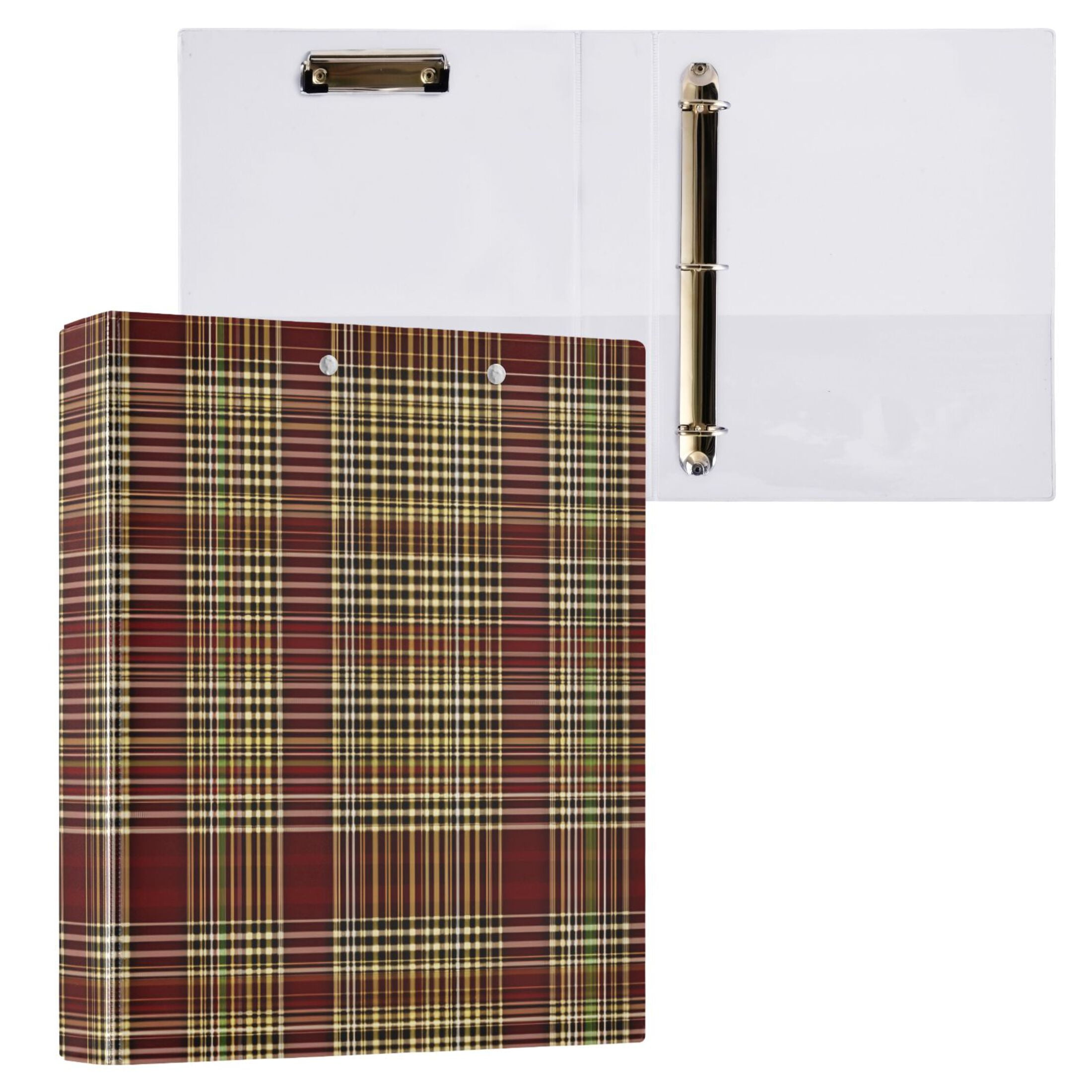 ALAZA Retro Checkered-a5 Hardcover 3 Ring Binder 1.5" Round Rings Interior Pockets Binders Organizer 2 Pack
