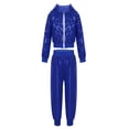 thumbnail image 3 of Alvivi Unisex Boys Girls Hip-hop Jazz Performance Costume Street Dancing Outfits Shiny Sequins Hooded Jacket Pants Set 3-14, 3 of 7