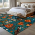 thumbnail image 4 of Large Area Rugs for Living Room Bedroom, Orange Green Spring Floral 6'x9' Rug Washable Carpet Runner Indoor Outdoor, Vintage Botanical Summer Flower Non Slip Floor Mats Rug for Kitchen, Playroom, 4 of 8