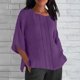 thumbnail image 5 of Tops de Manga Corta para las Mujeres Camiseta de Cuello Redondo de Color Sólido, 5 of 6