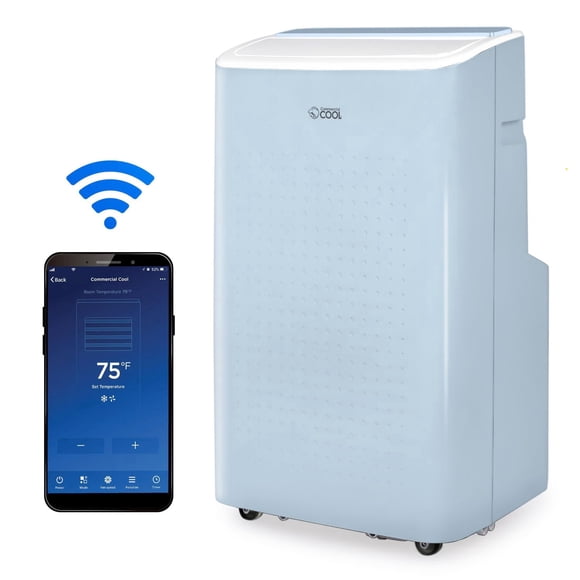 Climatiseur portable intelligent Commercial Cool ASHRAE 128, 9 000 BTU, 6 350 BTU SACC/CEC, bleu