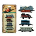 thumbnail image 1 of Feltree Steam Train Pull Back Toy for Kids, Alloy Model Train Set with 4 Cars, Mini Portable Vintage Gift for Children, 1 of 8