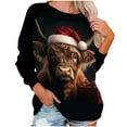 thumbnail image 6 of Yteetum Christmas Crewneck Sweatshirts for Women Oversized Letter Print Pullover Hoodless Sweatshirts Tops Womens Casual Round Neck Funny Xmas Holiday Long Sleeve Sweatshirts Fall Winter Clothes, 6 of 6