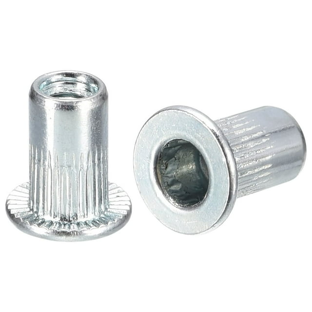 Unique Bargains M3 Rivet Nuts, 50 Pack Zinc Plated Carbon Steel Knurled Flat Head Threaded Insert Nuts