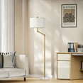 thumbnail image 4 of Maxax 64" Modern Adjustable Swing Arm Floor Lamp, Gold Dimmable Marble Standing Lamp with White Fabric Shade for Living Room, Reading, Bedroom, 4 of 6