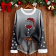 thumbnail image 1 of MHFRRA Camiseta de Manga Larga con Cuello, Estampado Festivo, Blusa Suave y Acogedora con Cuello Redondo para Atuendos de Fiesta de Temporada. Gris, 1 of 3