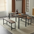 thumbnail image 6 of Ktaxon Extendable Dinner Table Set for 4 Dining Room Table Set Rectangle Kichen Table with 2 Benches 63" W Walnut, 6 of 6