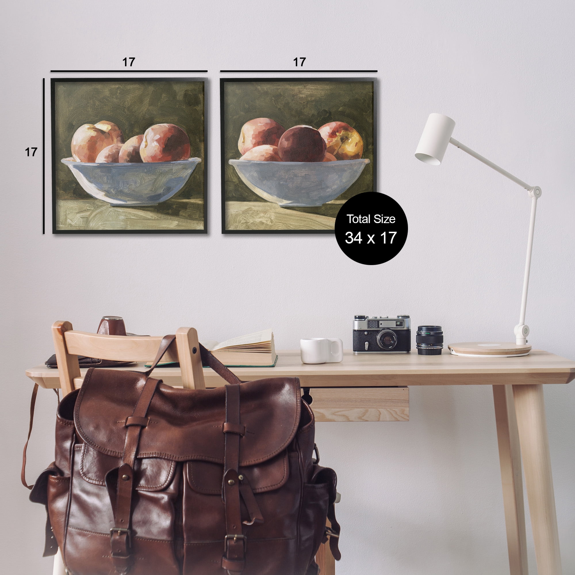 Stupell Industries Bowls of Apples Food & Beverage Painting Black Framed Art Print Wall Art, 17 x 17, Set of 2