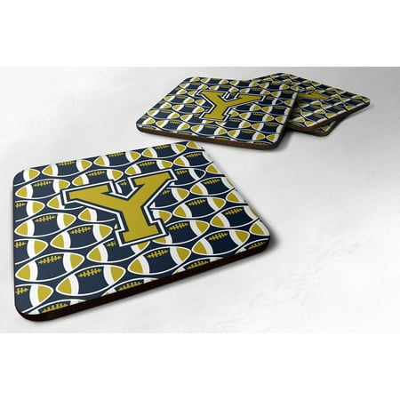 

Carolines Treasures CJ1074-YFC Letter Y Football Blue and Gold Foam Coaster Set of 4 3 1/2 x 3 1/2 multicolor