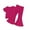 Watermelon Red, variant on 2025 2-8Y Girls Solid Colour Loose Leisure Short Sleeve Round Neck Blouses T Shirt Bell Bottom Pants Two Piece Sets Blue