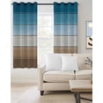 thumbnail image 2 of Blue Beige Brown Blackout Curtains for Bedroom Living Room Darkening Curtains 63 Inches Long Country Retro Gradient Wooden Grain Window Curtain 2 Panels Set Window Treatment Grommet Drapes 52"x63", 2 of 9