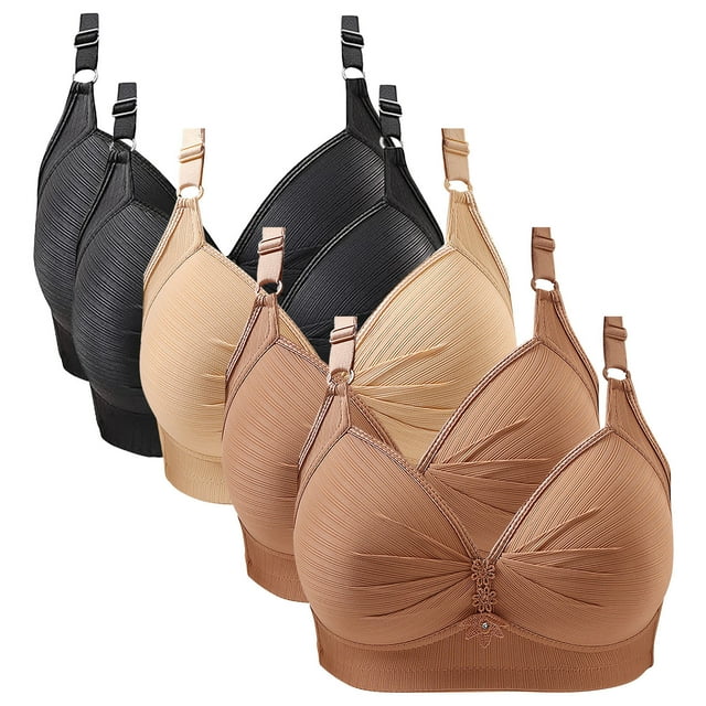 MZXELPRJD Sports Bras for Women Lace Back Button Shaping Cup Adjustable Shoulder Strap Large Size Bra Tummy Control Shapewear Bronze