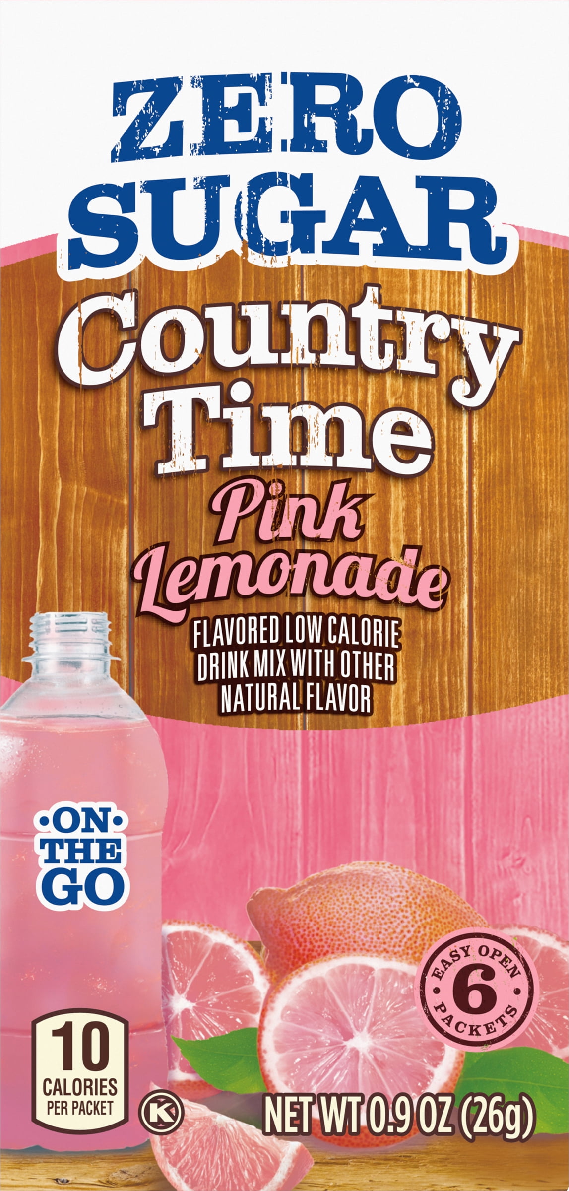 (4 pack) (1-Pack) Country Time Zero Sugar Pink Lemonade Drink Mix, 6 ct On-the-Go Packets