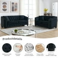 thumbnail image 6 of BUIORD 2 Piece Chesterfield Sofa, 77" Velvet 3 Seater Sofa + 59" Velvet Loveseat for Living Room, Upholstered Tufted Couch with Nailhead Arms, Black, 6 of 6