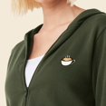 thumbnail image 5 of Dalix Cappuccino Embroidered Fleece Cropped Zip Hoodie Cold Fall Winter Womens in Military Green L Large, 5 of 5