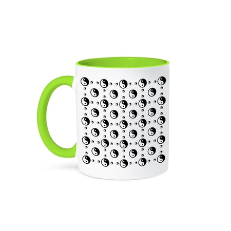 3dRose, Black and White Yin Yang- Zen Art- Spiritual Peace, 15oz Two-Tone Green Mug