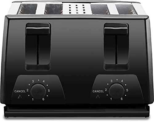 EUROSTAR ET740B 4-Slice Stainless Steel Toaster, Black