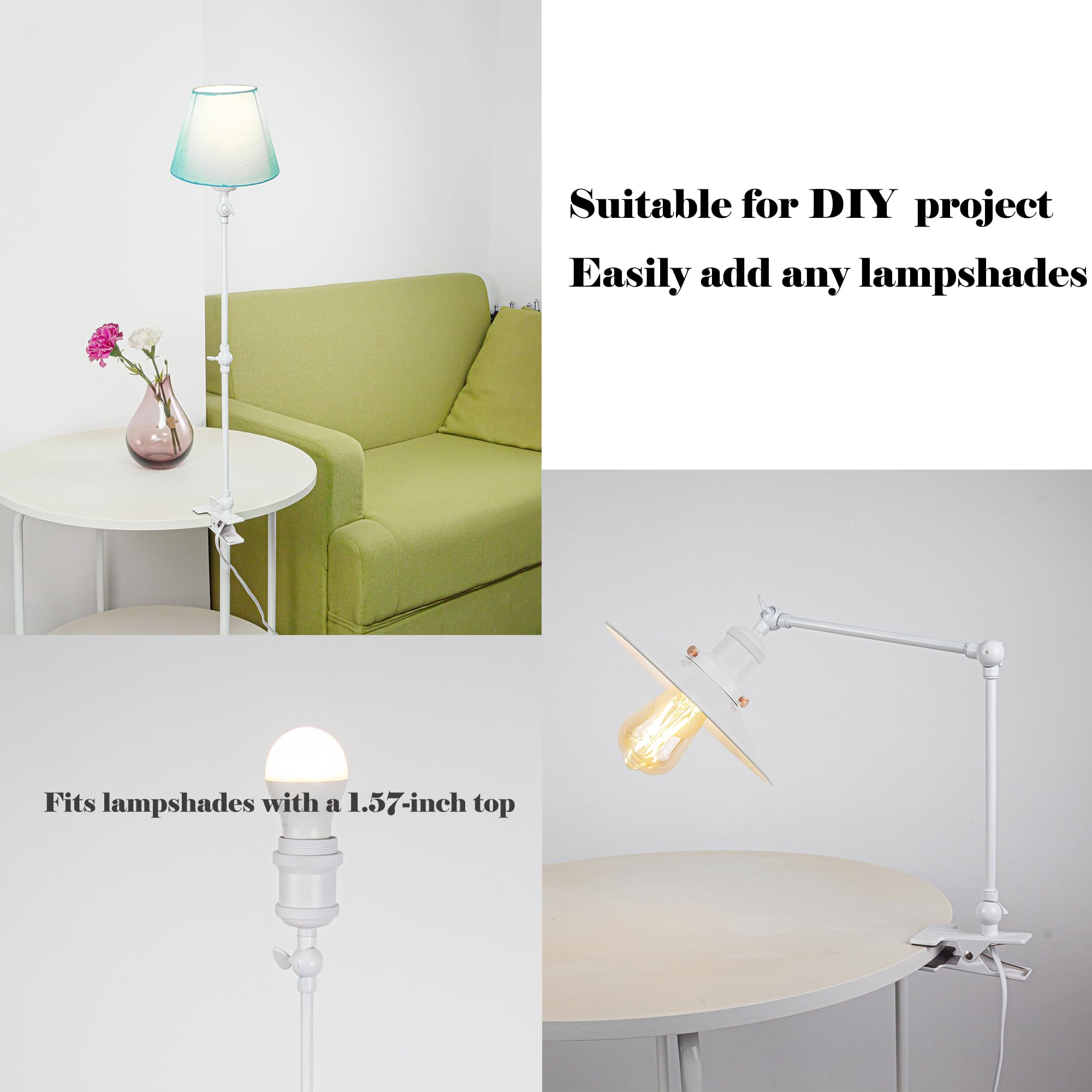 Kiven Industrial Clip-on Desk Lamp, 1-Light Iron Nightstand Lamp with Flexible Arm, 8.2FT Plug in Cord, Decorative Clamp Lamp for Office Home Bookshelf Bedside E26 Sokcet,Gold