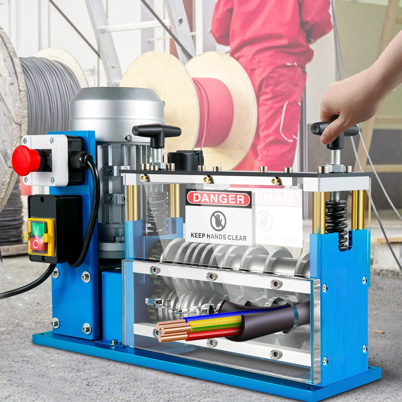 Cable Wire Stripping Machine 0.06 inch -1.5 inch,Portable Powered Wire Stripper Machine 11 Channels 10 Blades,Automatic Wire Stripping Tool 75ft/minute,for Recycling Copper Wire
