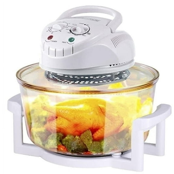 Air Fryer, 12L Turbo Convection Oven Electric Hot Air Fryers Roaster Steamer Transparent Glass Air Fryer 360° Heating Low Fat Kitchen Cooker f Oil-free healthy cookware