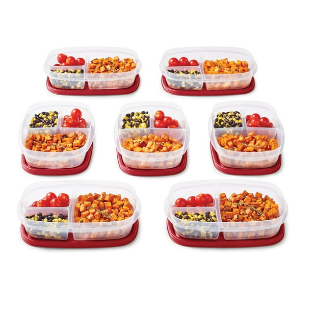 Rubbermaid glass easy find lids 14セット Rubbermaid Divided Meal Prep Containers, Microwave Safe