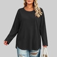 thumbnail image 6 of Asxite Women Plus Size Fall Winter Tops Round Neck Long Sleeve Solid Casual Shirts, 6 of 7